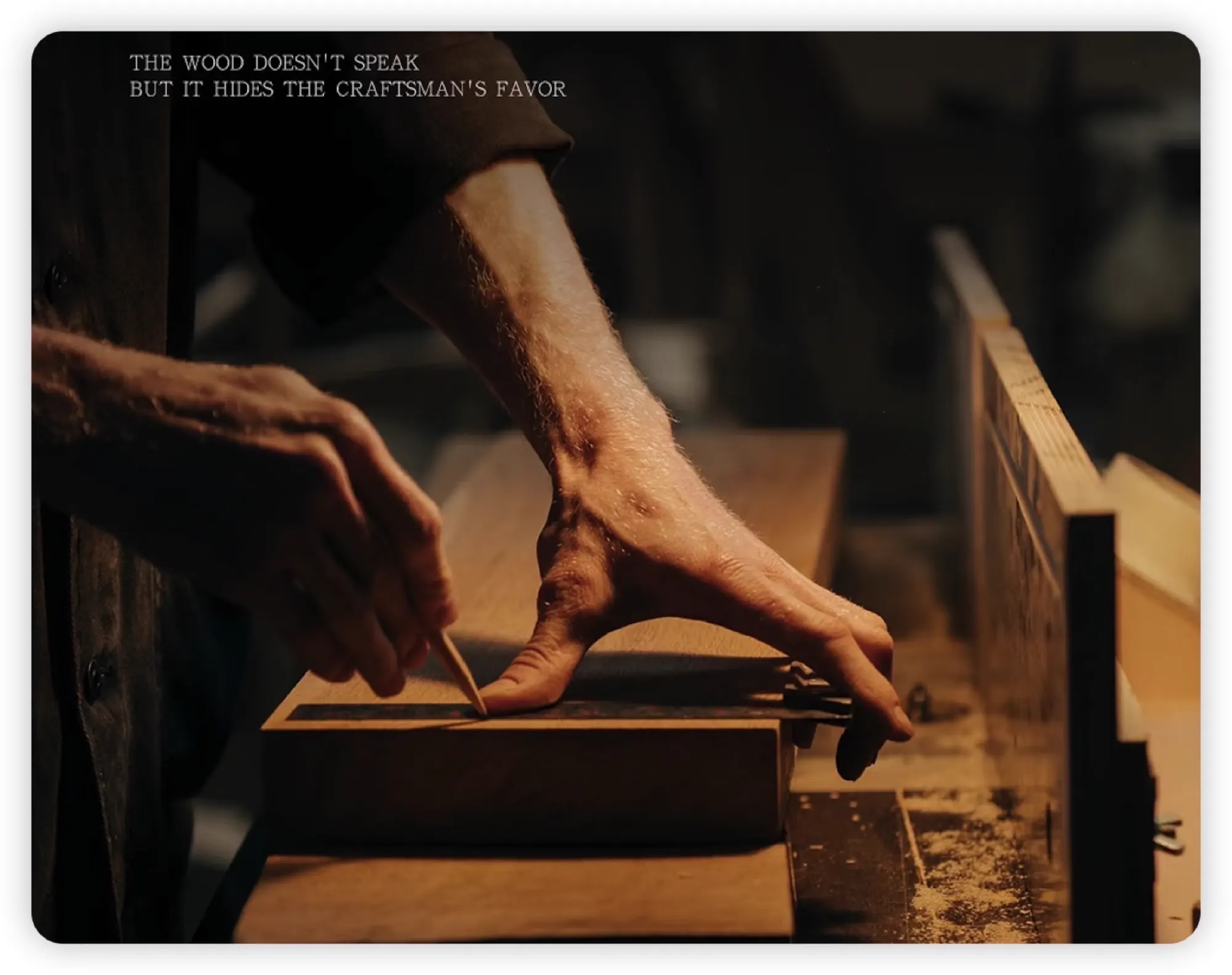 Furniture craftsman checking a made-to-order component in production