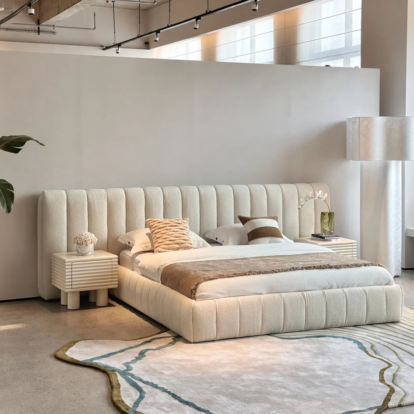 Channel-Tufted Upholstered Bed sourced from Foshan