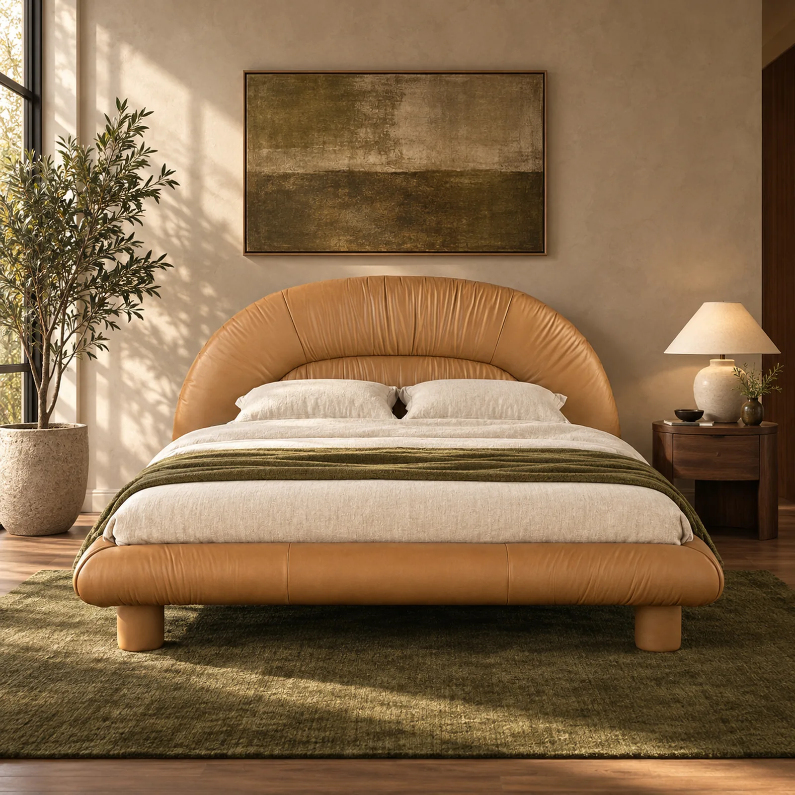 Curved Leather Bed sourced from Foshan