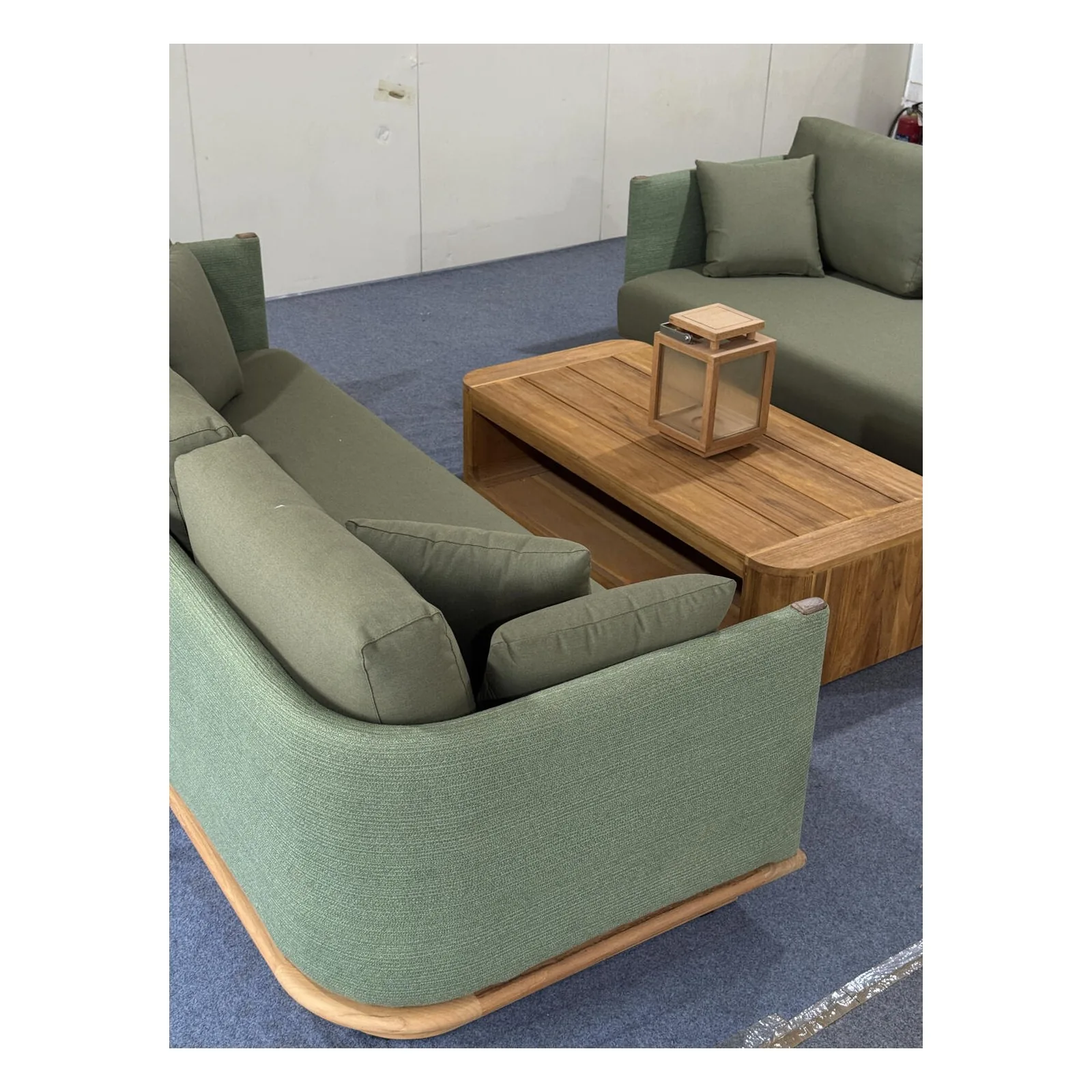 Upholstered Outdoor Sofa on Teak Base sourced from Foshan