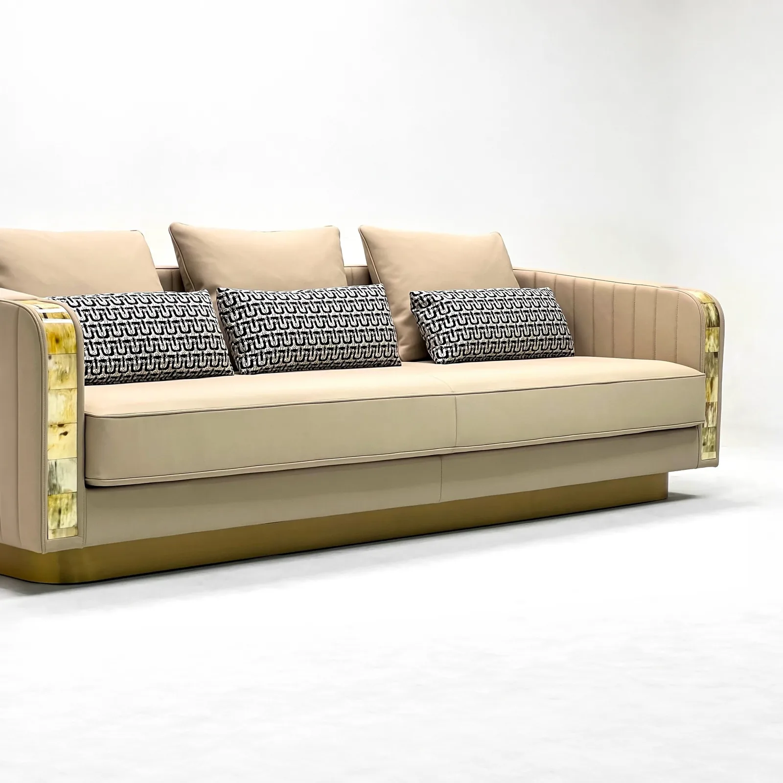 Fluted Sofa on Brass Plinth sourced from Foshan