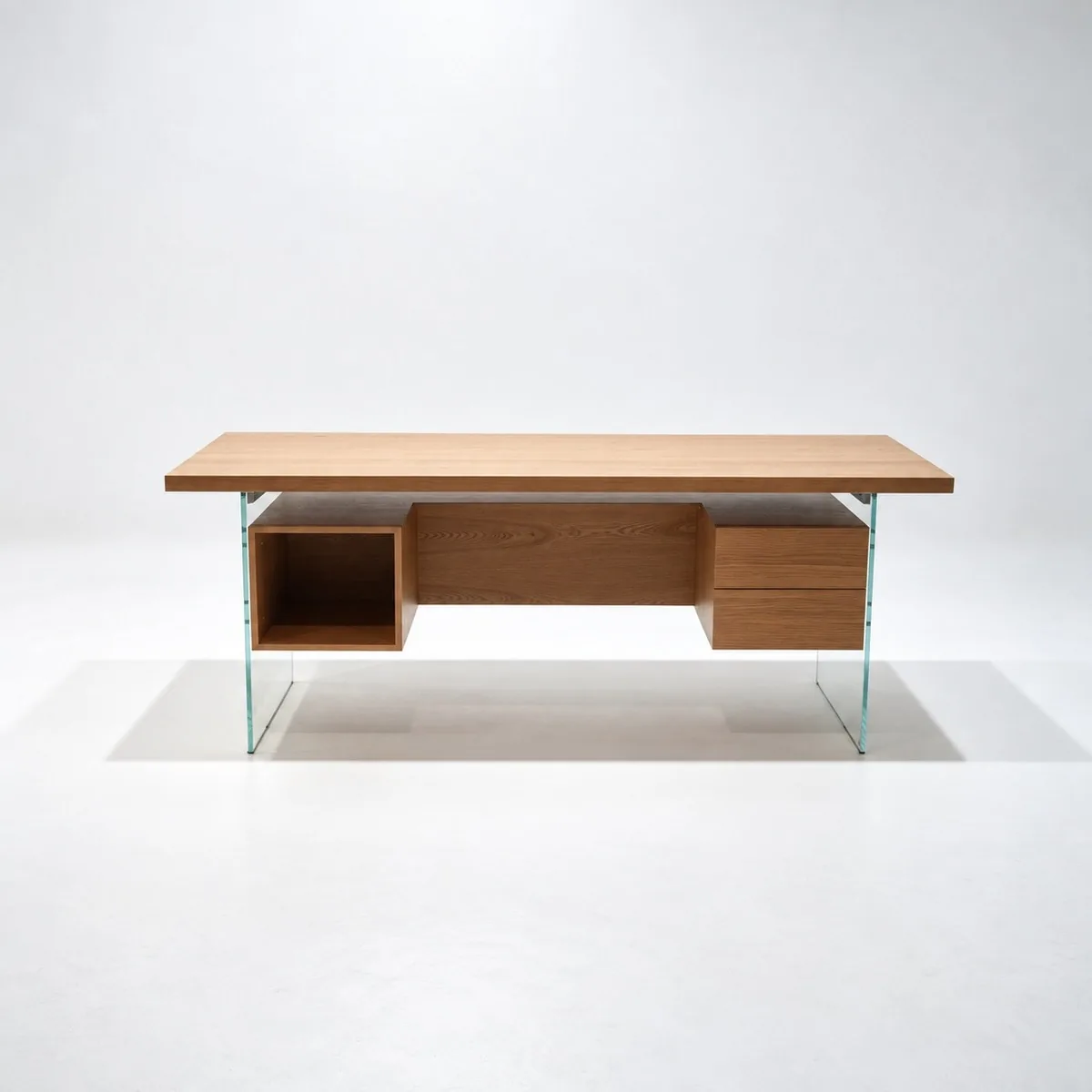Oak Desk on Glass Legs sourced from Foshan
