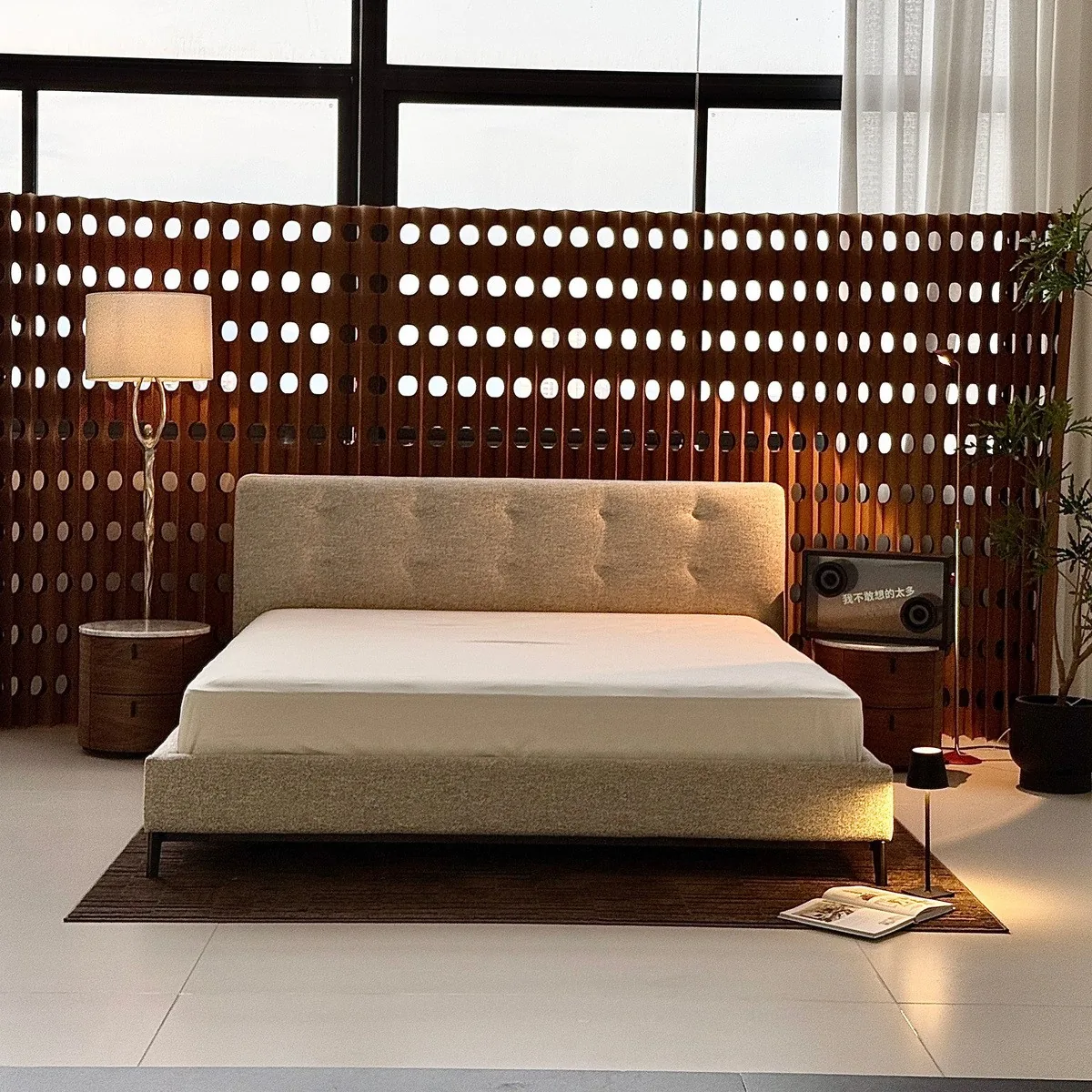 Bouclé Platform Bed sourced from Foshan