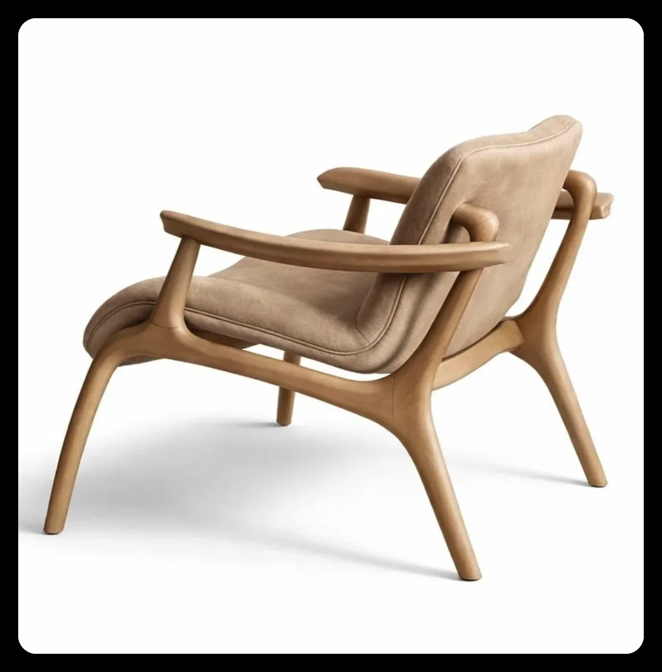 Finished oak lounge chair made from the sketch