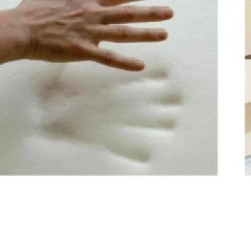 Foam samples of different densities laid out for inspection