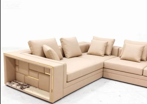 Inspector checking a sectional sofa before packing