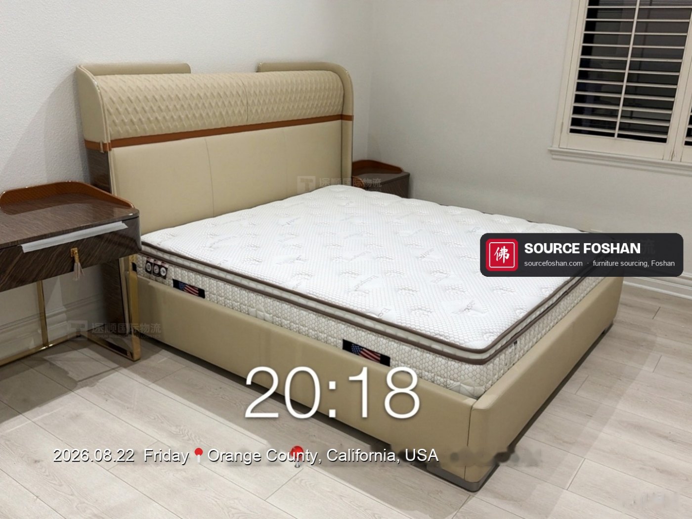 Upholstered bed and mattress, 20:18