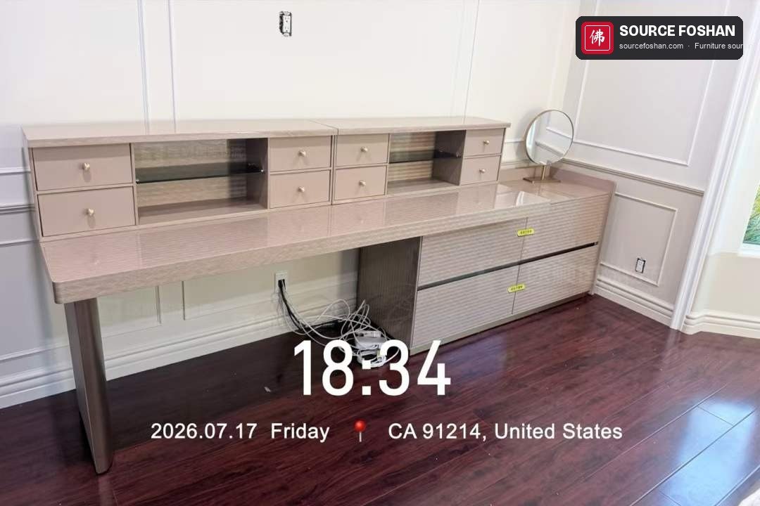 Dresser and desk unit installed