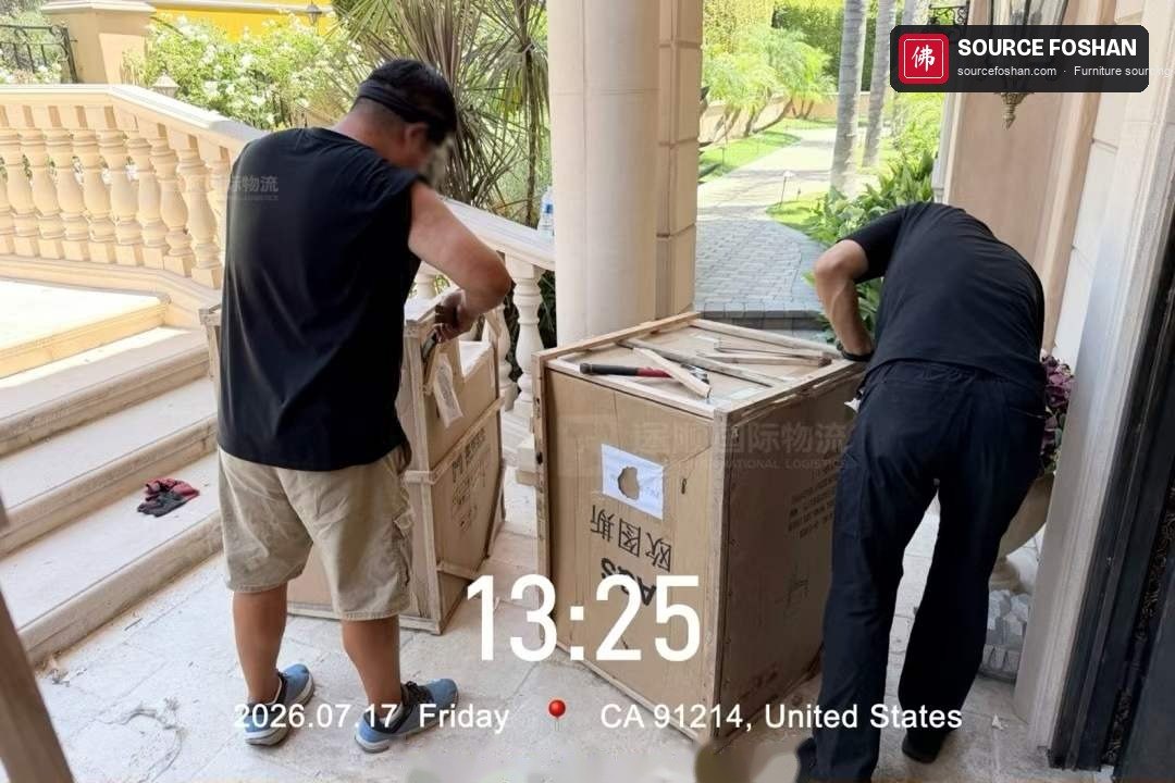 Uncrating on the porch