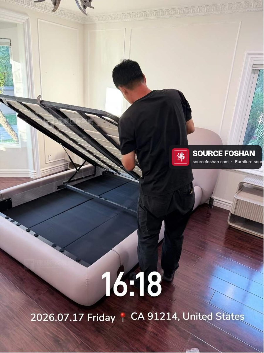 Hydraulic storage bed being assembled