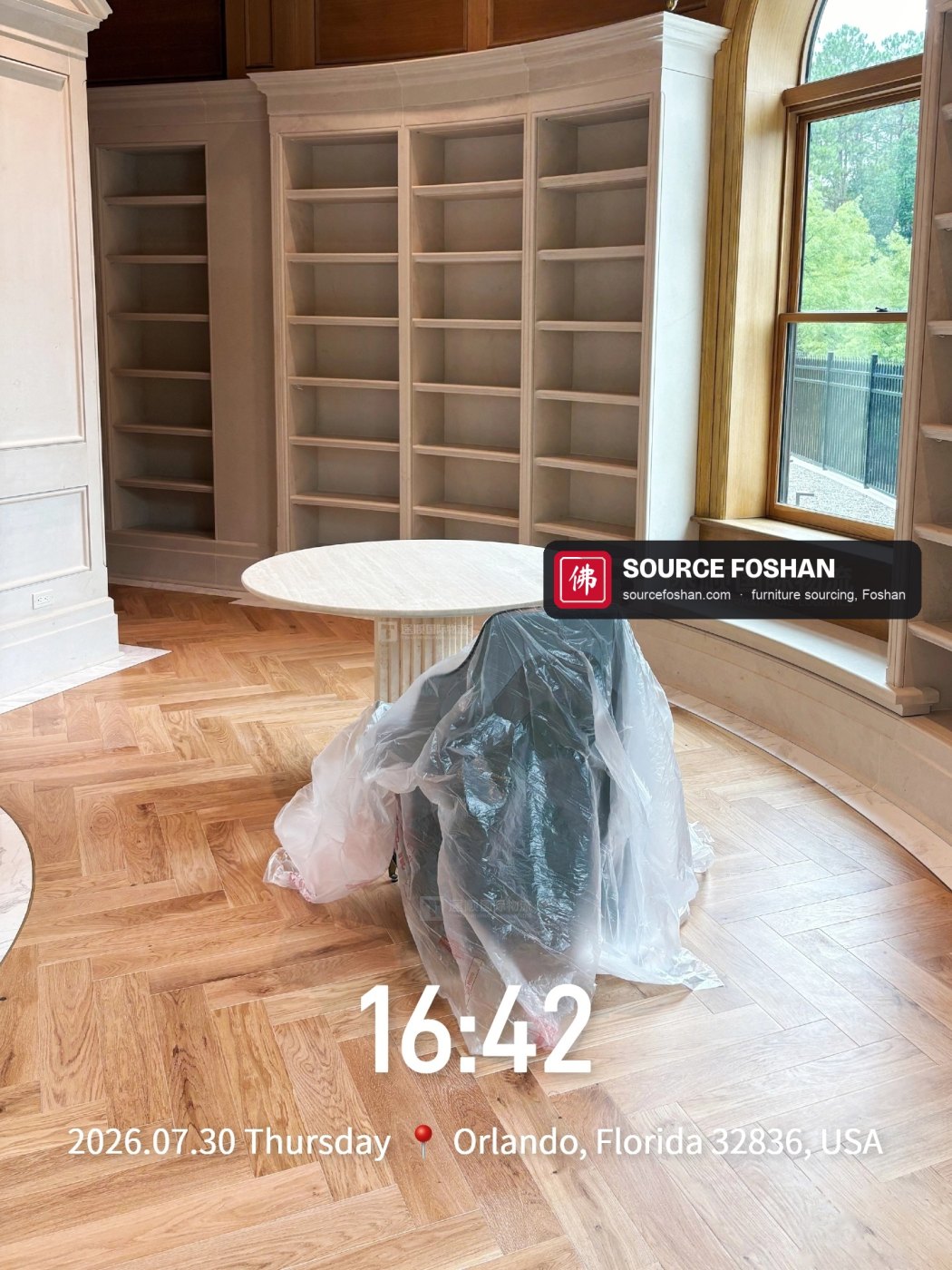 Wrapped chairs in the library, 16:42
