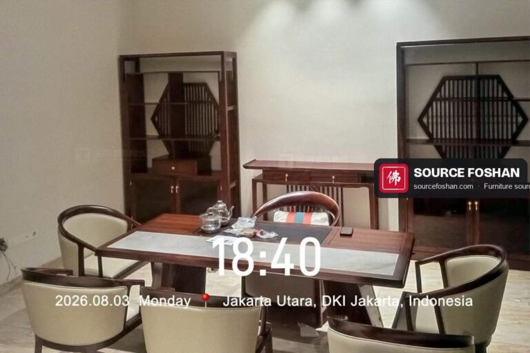 Study set: tea table, chairs, display cabinets and console from Foshan installed in Jakarta