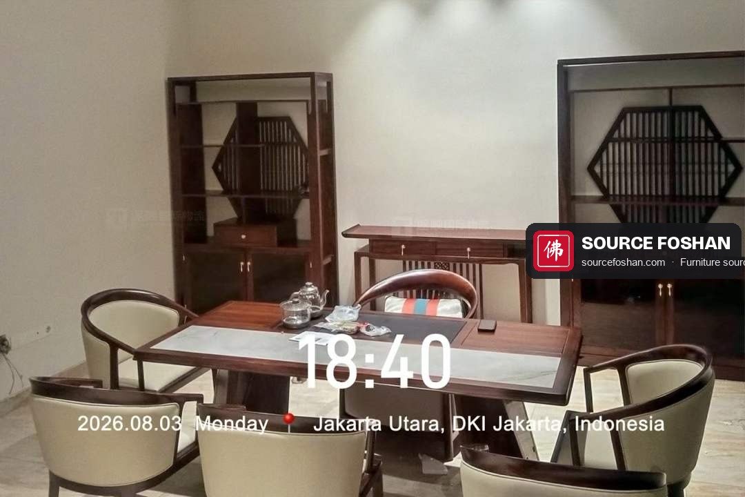 Study set: tea table, chairs, display cabinets and console from Foshan installed in Jakarta