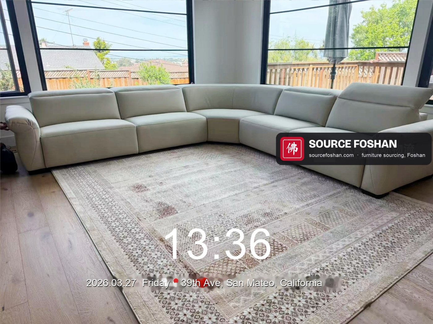 L-shaped sectional from Foshan installed, 13:36