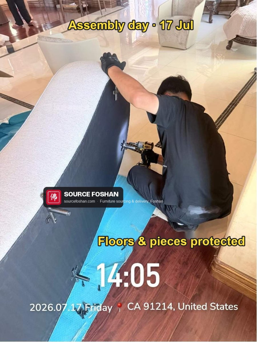 Fitting sofa legs on a protected floor