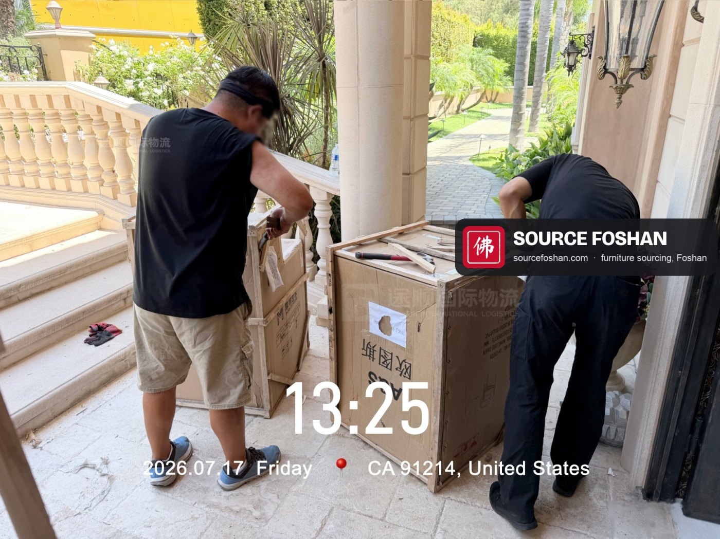Uncrating on the porch, 13:25