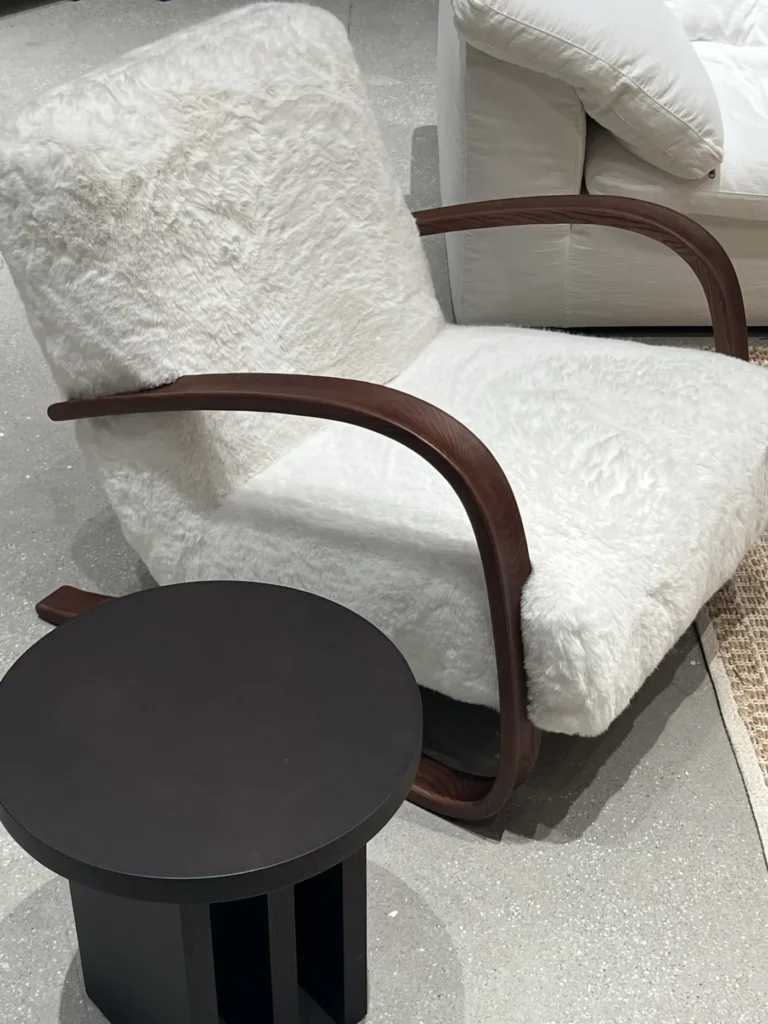 Upholstered armchair detail ready for a pre-shipment quality inspection