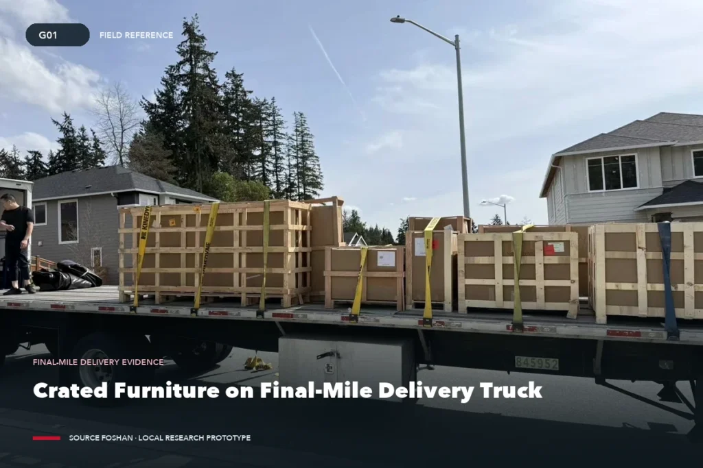 Crated Furniture on Final-Mile Delivery Truck