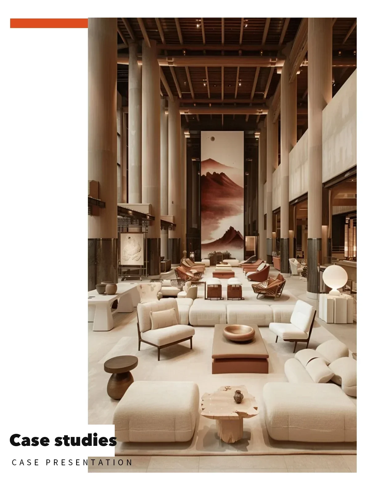 A lobby render from the same seller's case studies (a seller promotion). Renders show intent; site visits and references show what a manufacturer has.