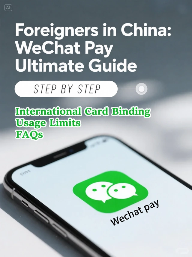 WeChat Pay foreign card setup guide shown on a smartphone