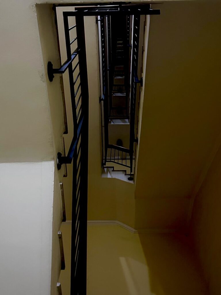 Unrelated staircase illustrating a route barrier or alternative-route question
