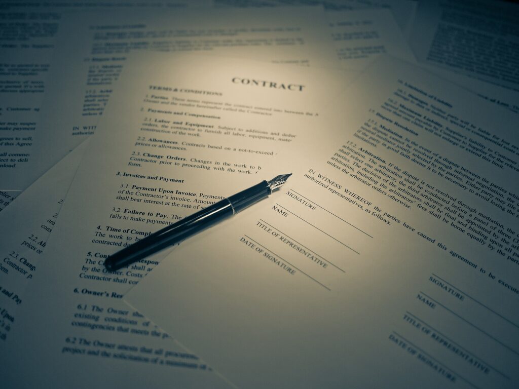 Unrelated signed document illustrating the final written quote and named seller
