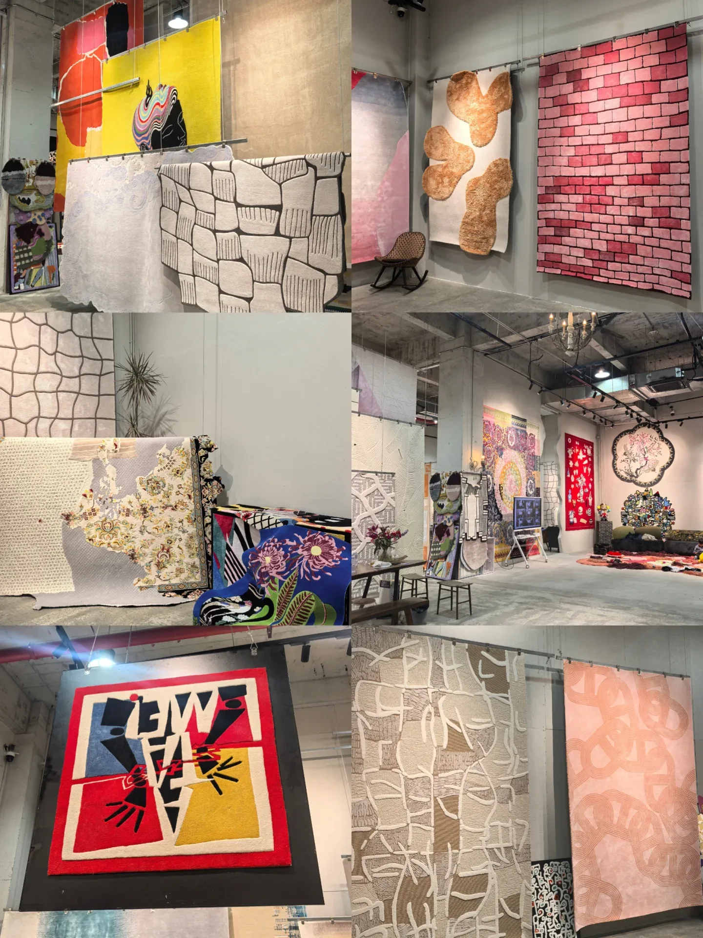 A rug showroom the Chongqing buyer visited in Lecong, with custom pieces hung like a gallery. For one-off items like these there is no list price to.