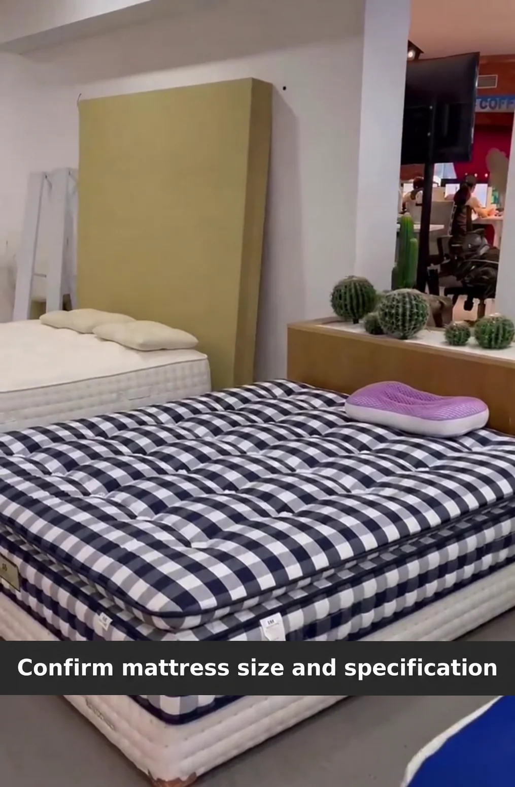 Mattress display from the sourcing video.