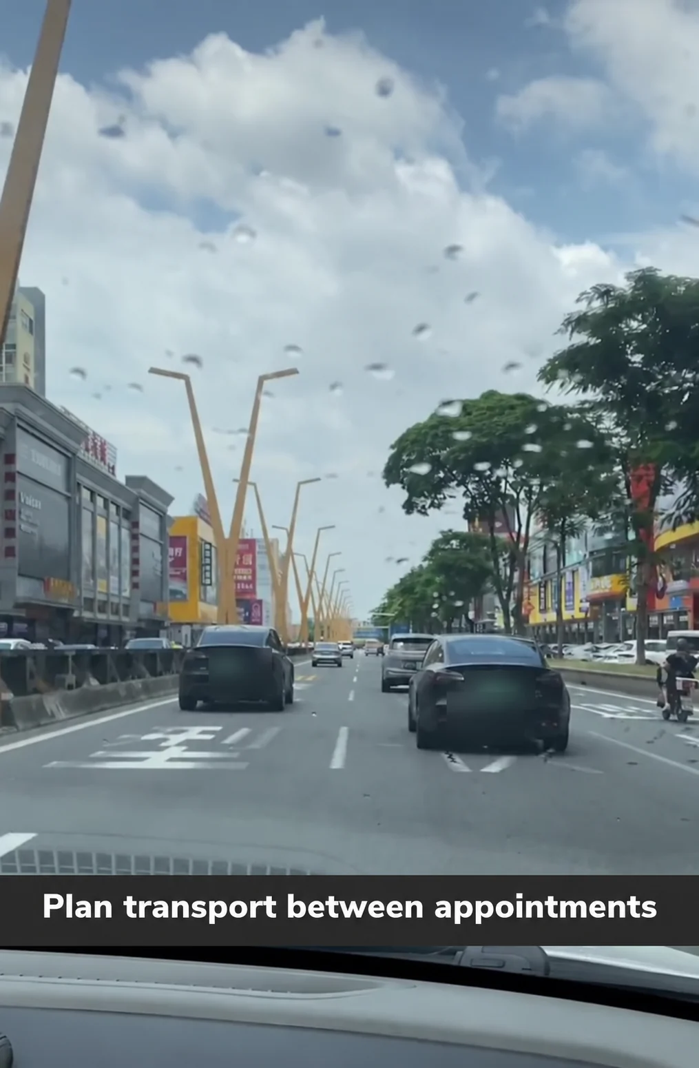 Traffic between furniture-shopping stops.