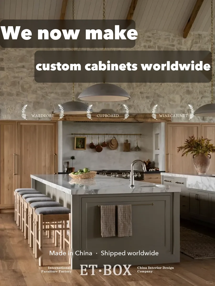 The same firm's image for custom wardrobes, kitchen cabinets and wine cabinets shipped worldwide.