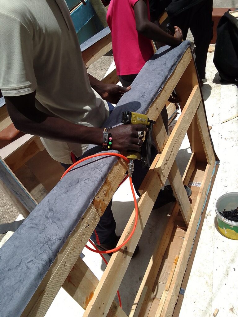 Unrelated sofa frame illustrating a construction question to send before the visit