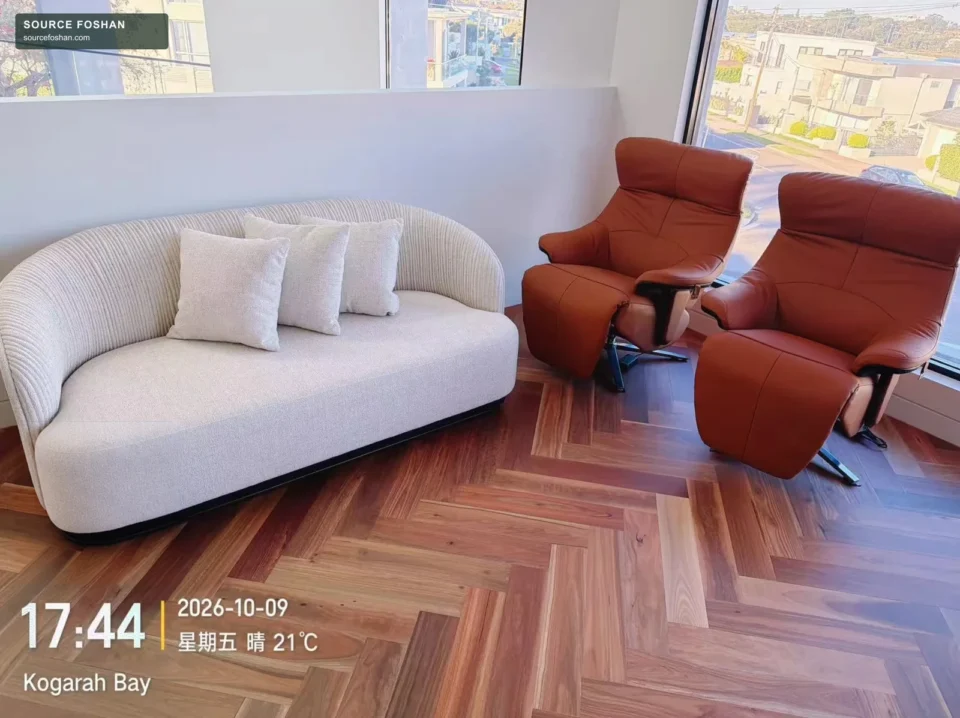 Lounge seating and recliners placed indoors during the Sydney delivery project