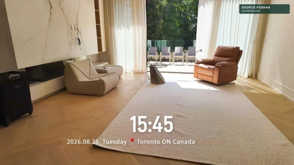 Lounge seating placed beside the window in the Toronto project