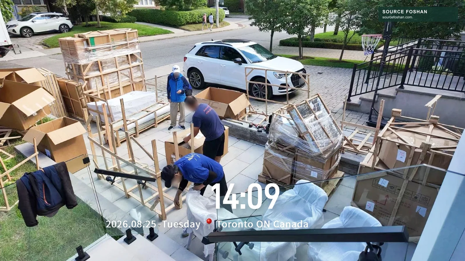 Furniture unpacking during a Toronto residential delivery