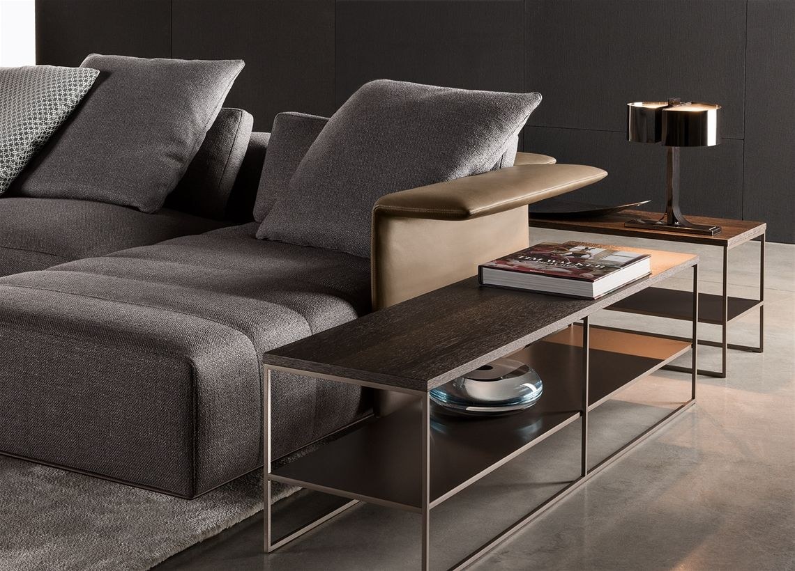 Minotti Freeman sofa with refined upholstery and side table detail
